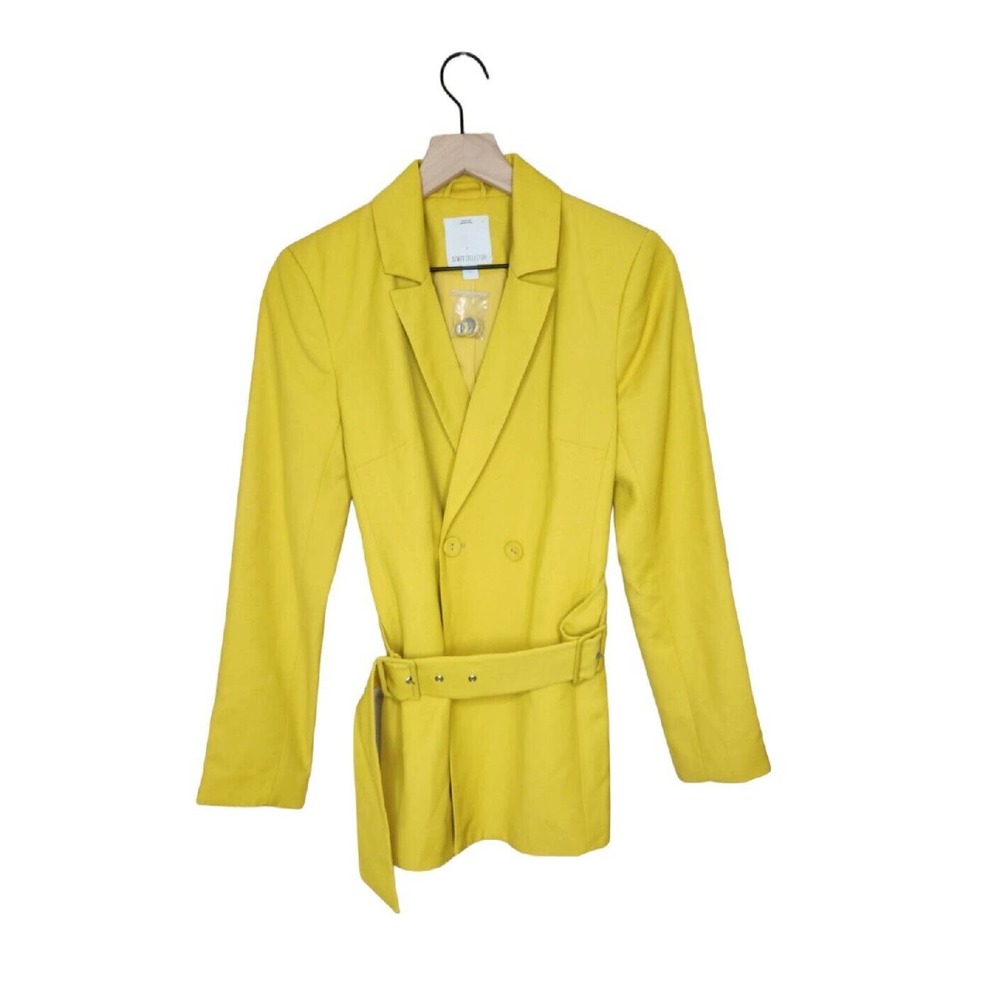 C/MEO Collective Belted Two Button Blazer Yellow Green Women's Size Small/4